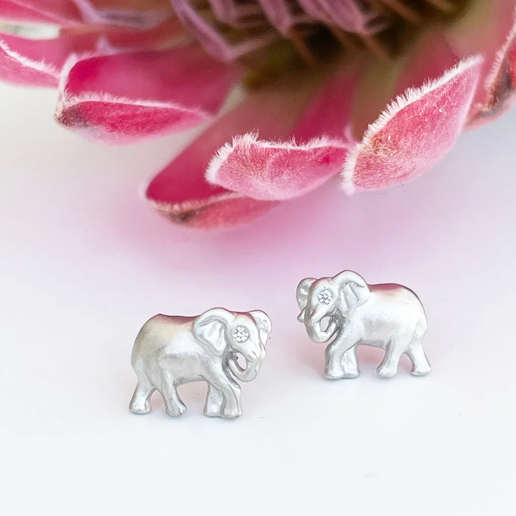 Silver Elephant Earrings