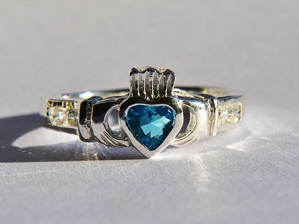 Silver Ladies Birthstone Ring - March