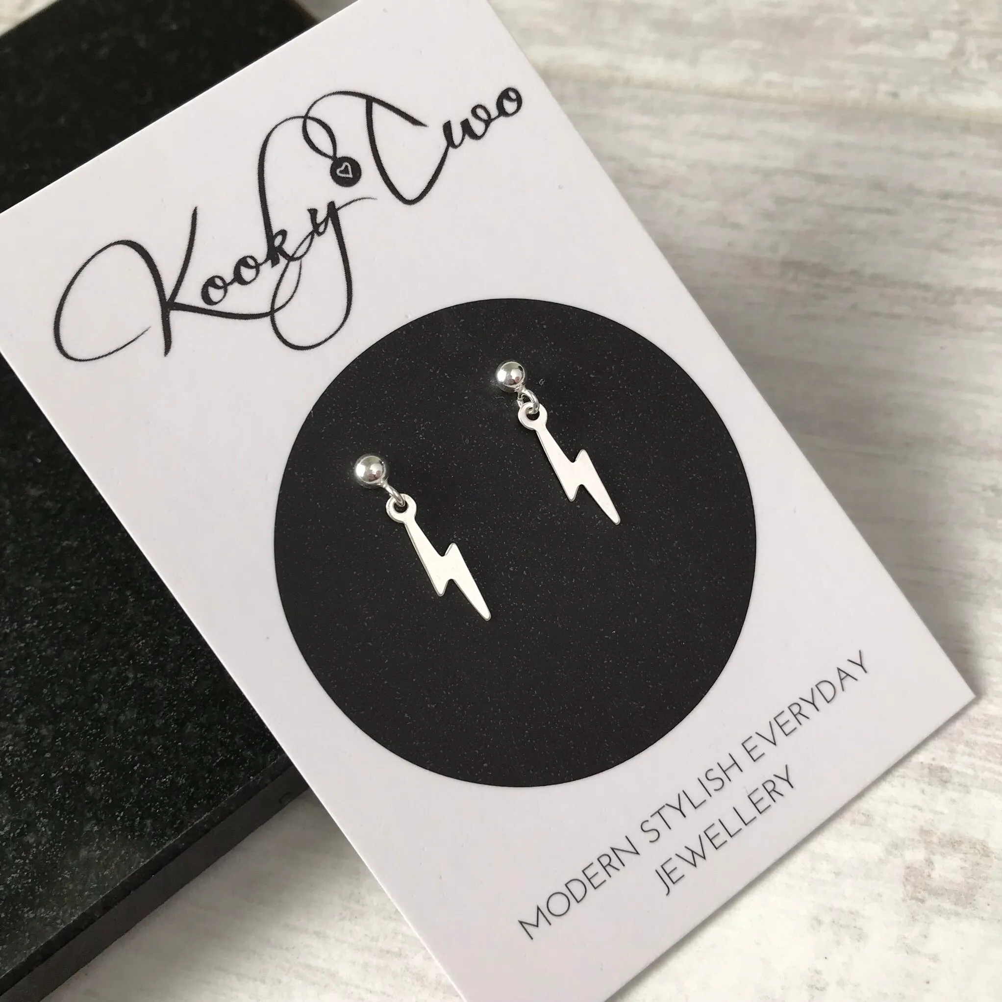 Silver Lightning Bolt Drop Earrings