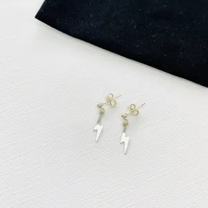 Silver Lightning Bolt Drop Earrings
