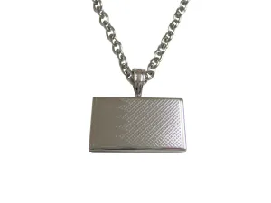 Silver Toned Etched Bahrain Flag Pendant Necklace