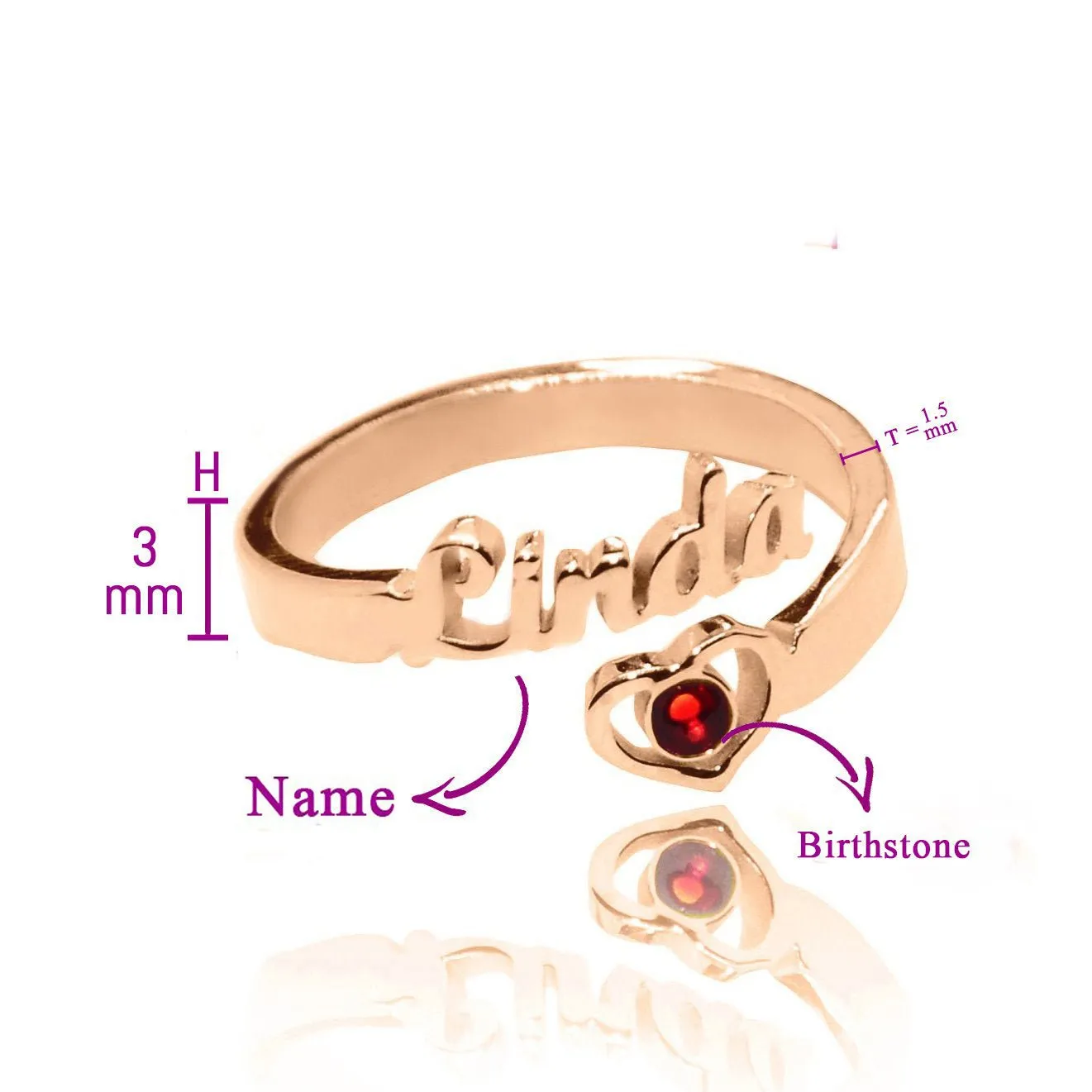 Single Name Ring (Birthstone Optional)