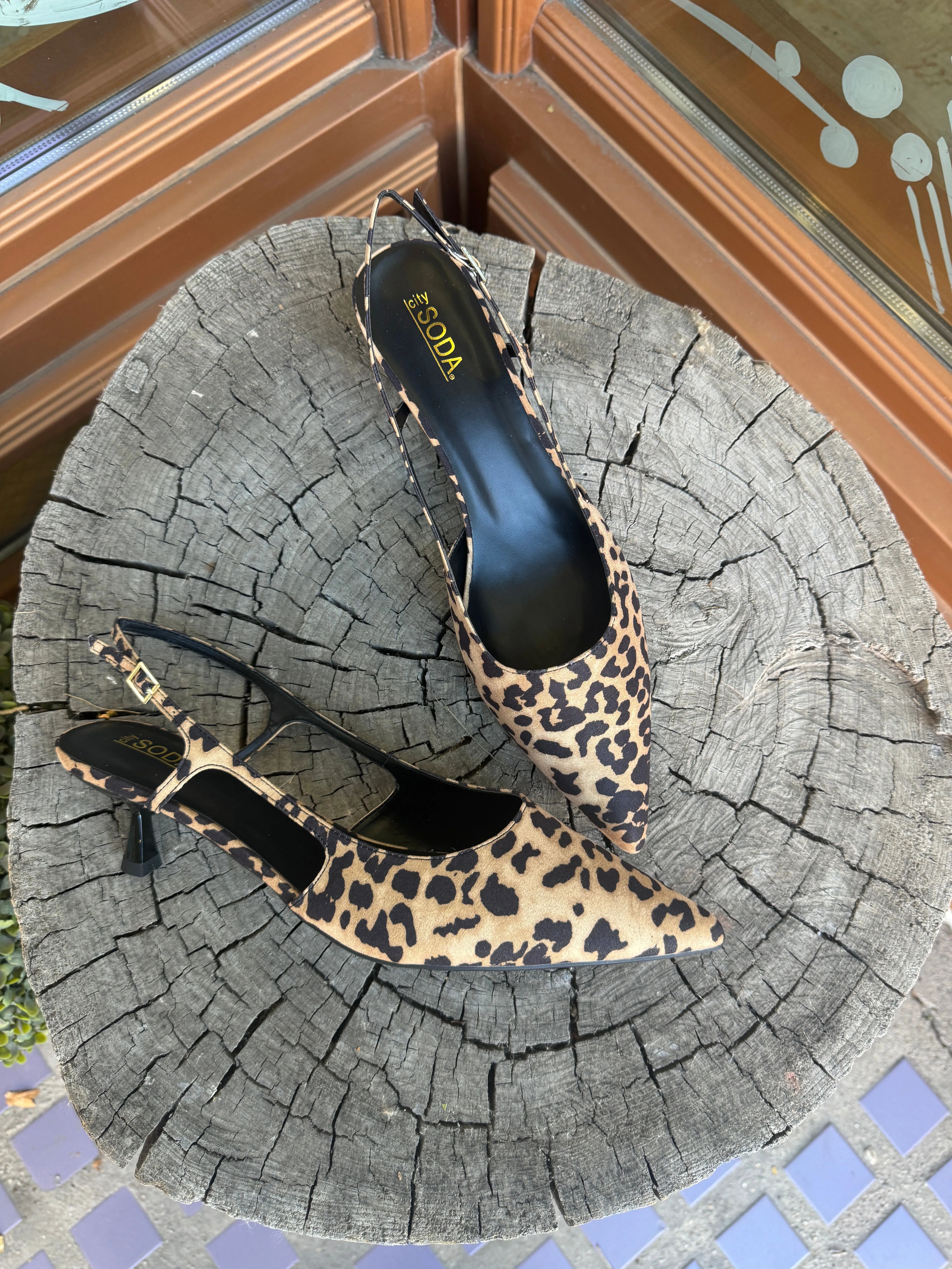 Soda Bella Leopard Kitten Heel Shoes