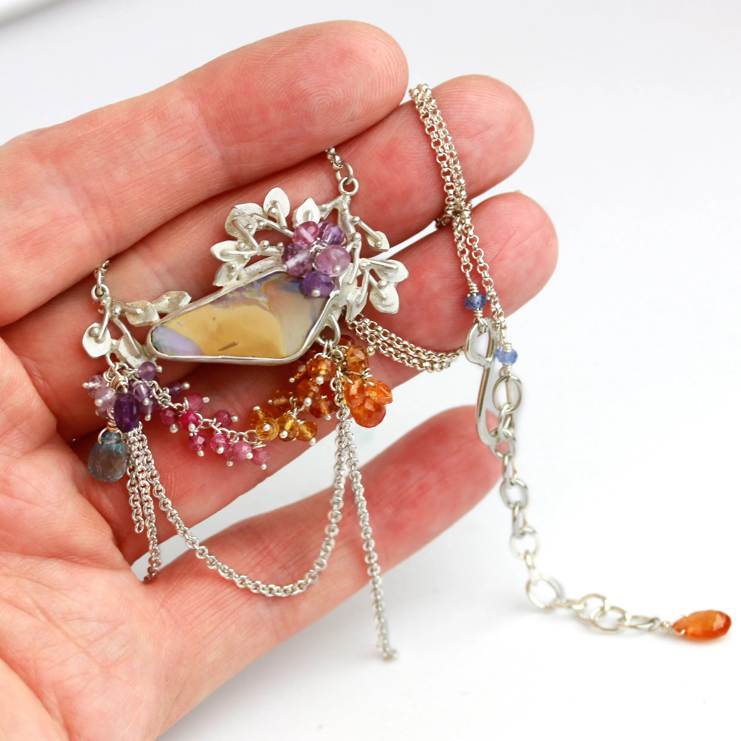 Sold! Mango and Lavender Opal and Bright Vines Necklace