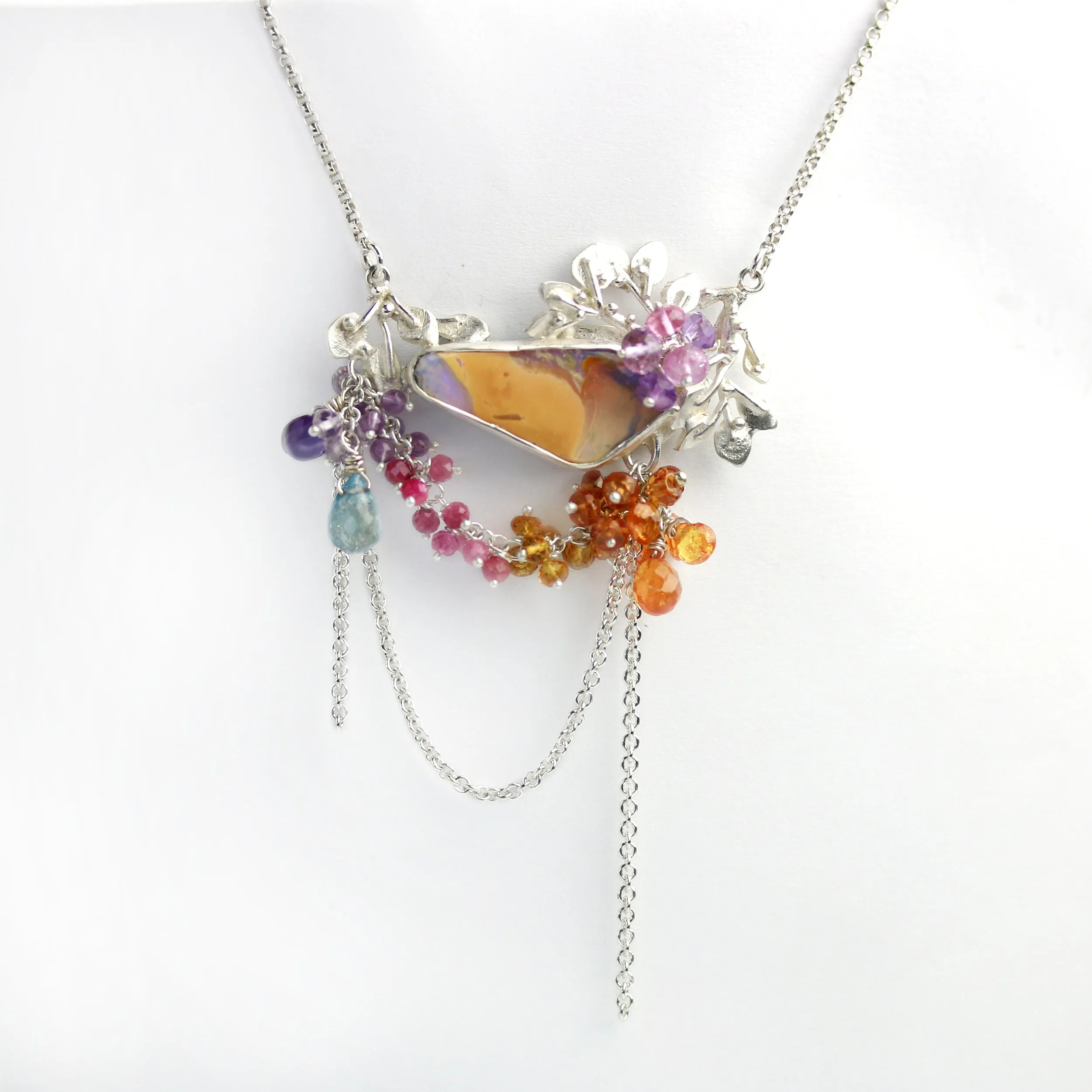 Sold! Mango and Lavender Opal and Bright Vines Necklace