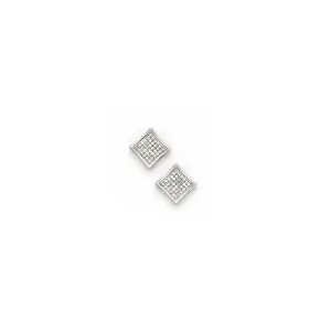 Solid 14kt White Gold .16 Carat Micro Pav ﾬ Genuine Diamond Earrings