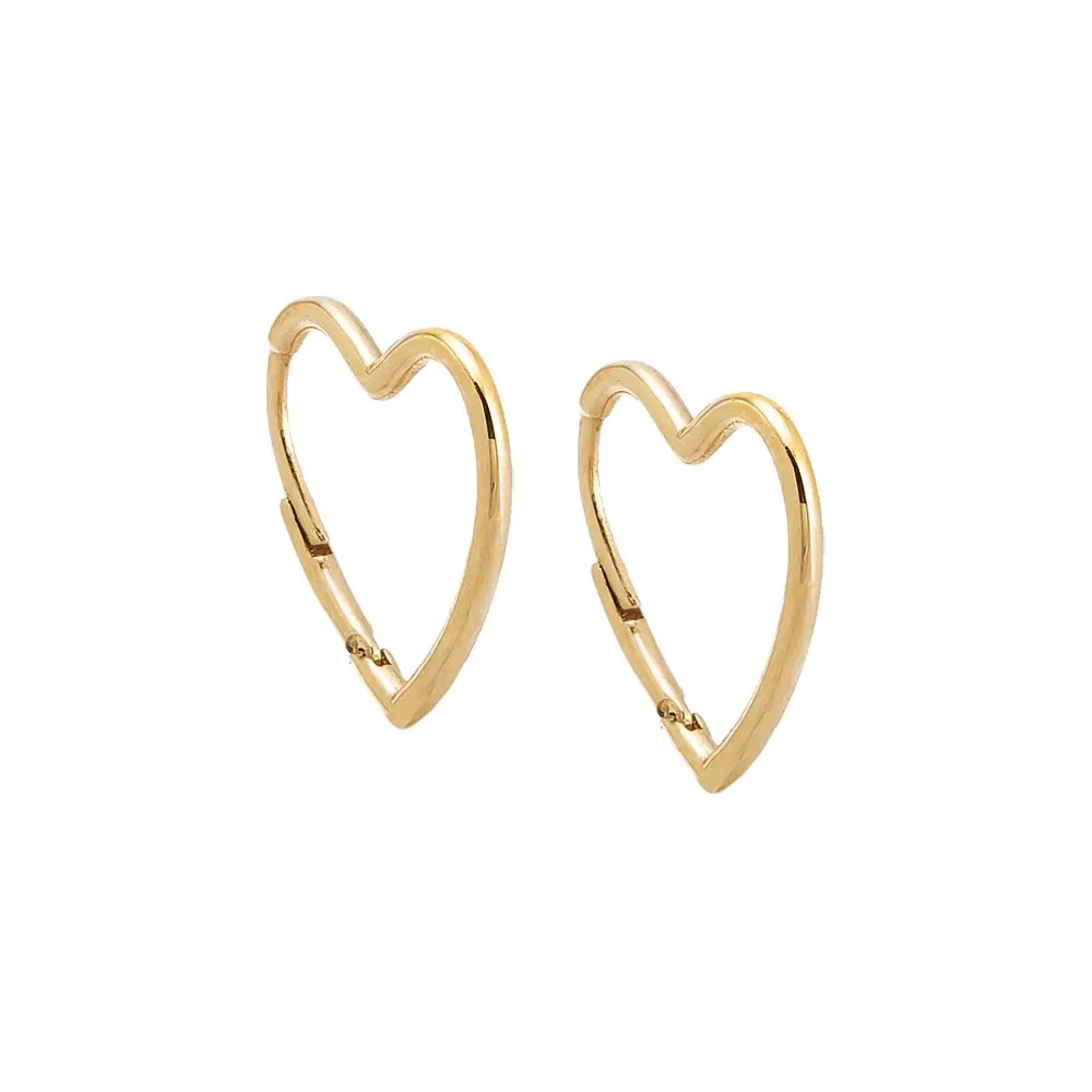 Solid Open Heart Huggie Earring 14K