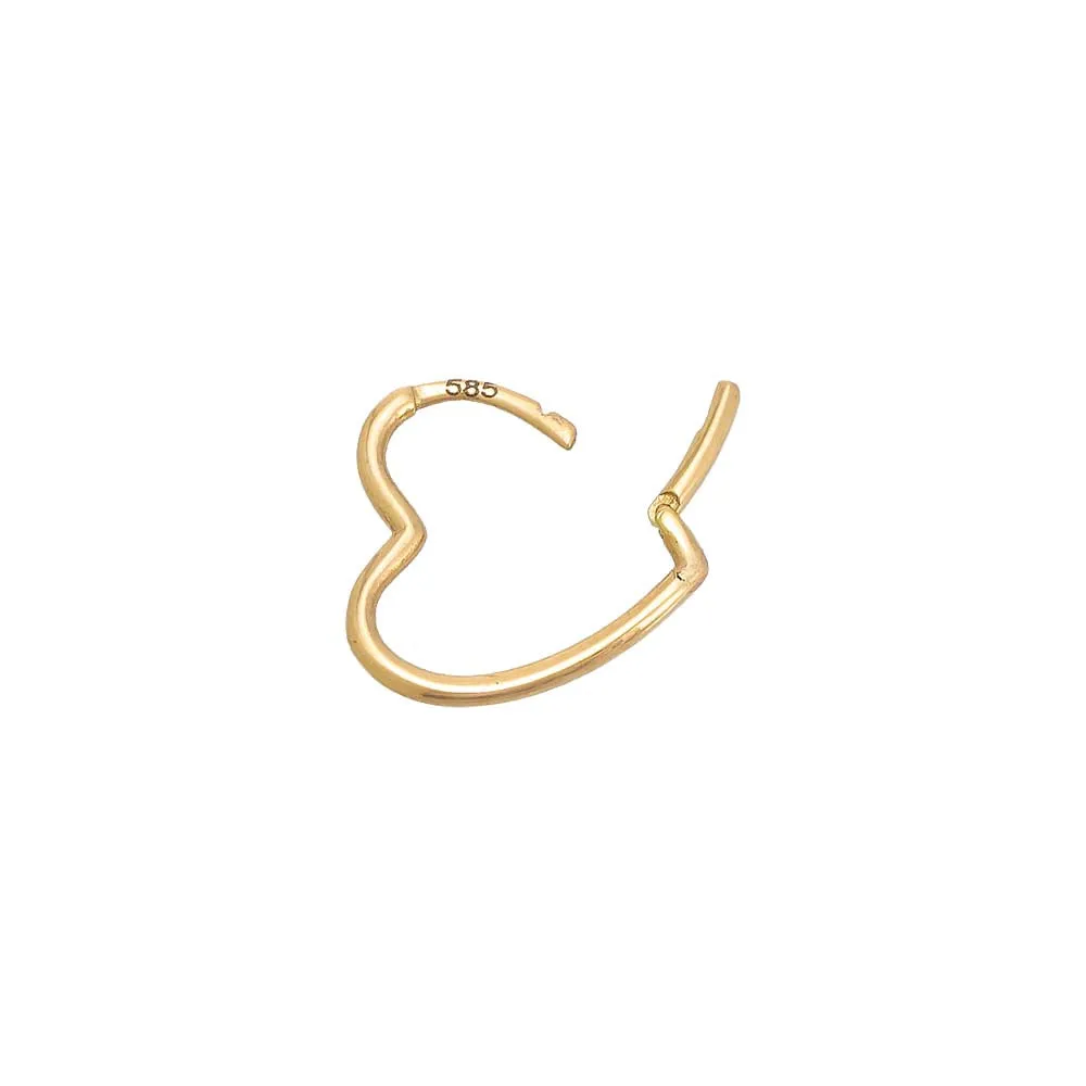 Solid Open Heart Huggie Earring 14K