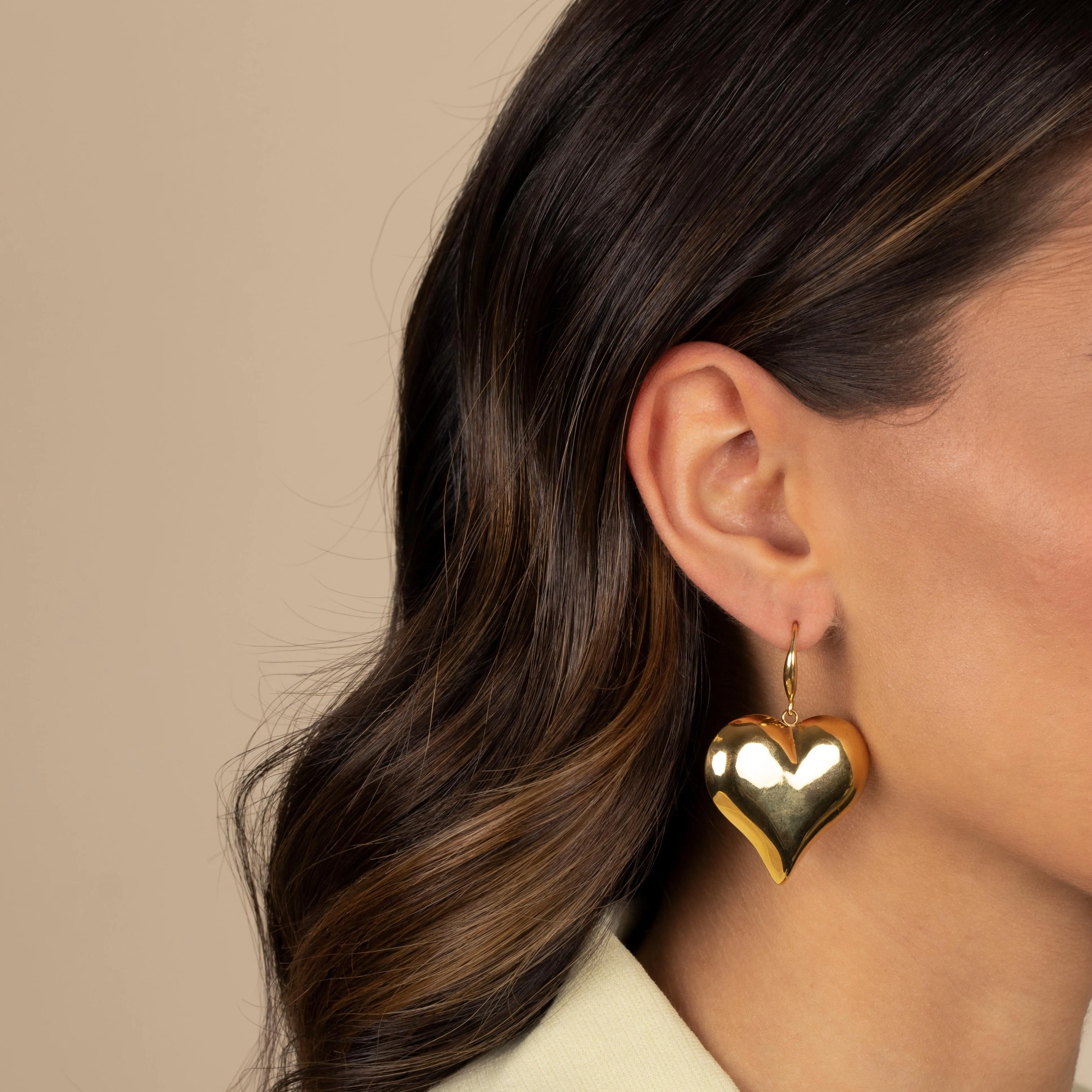 Solid Puffy Dangling Huggie Earring