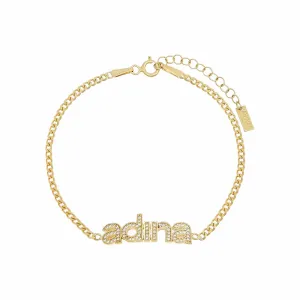 Solid/Pavé Lowercase Nameplate Bracelet