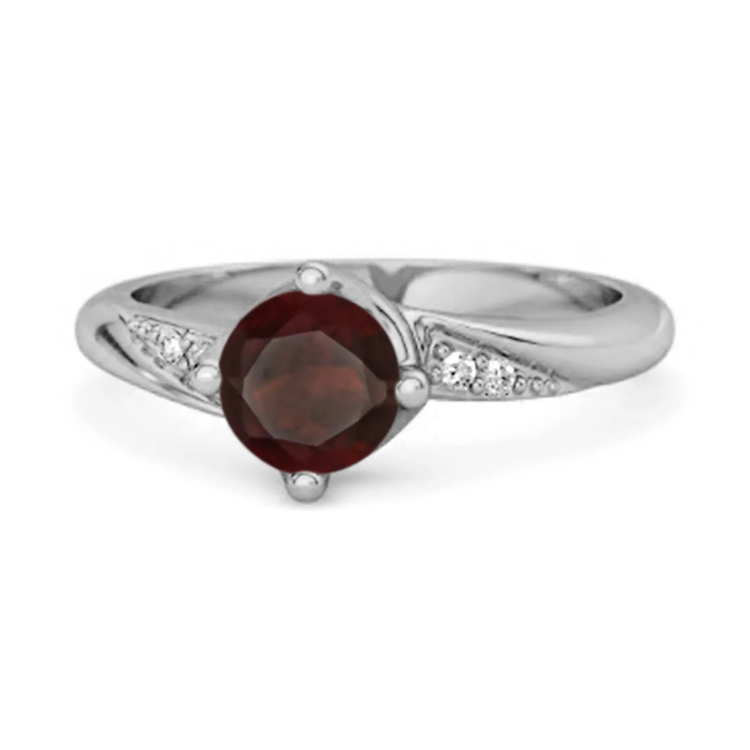 Solitaire 0.25 Ctw Garnet Accents 925 Sterling Silver Women Ring