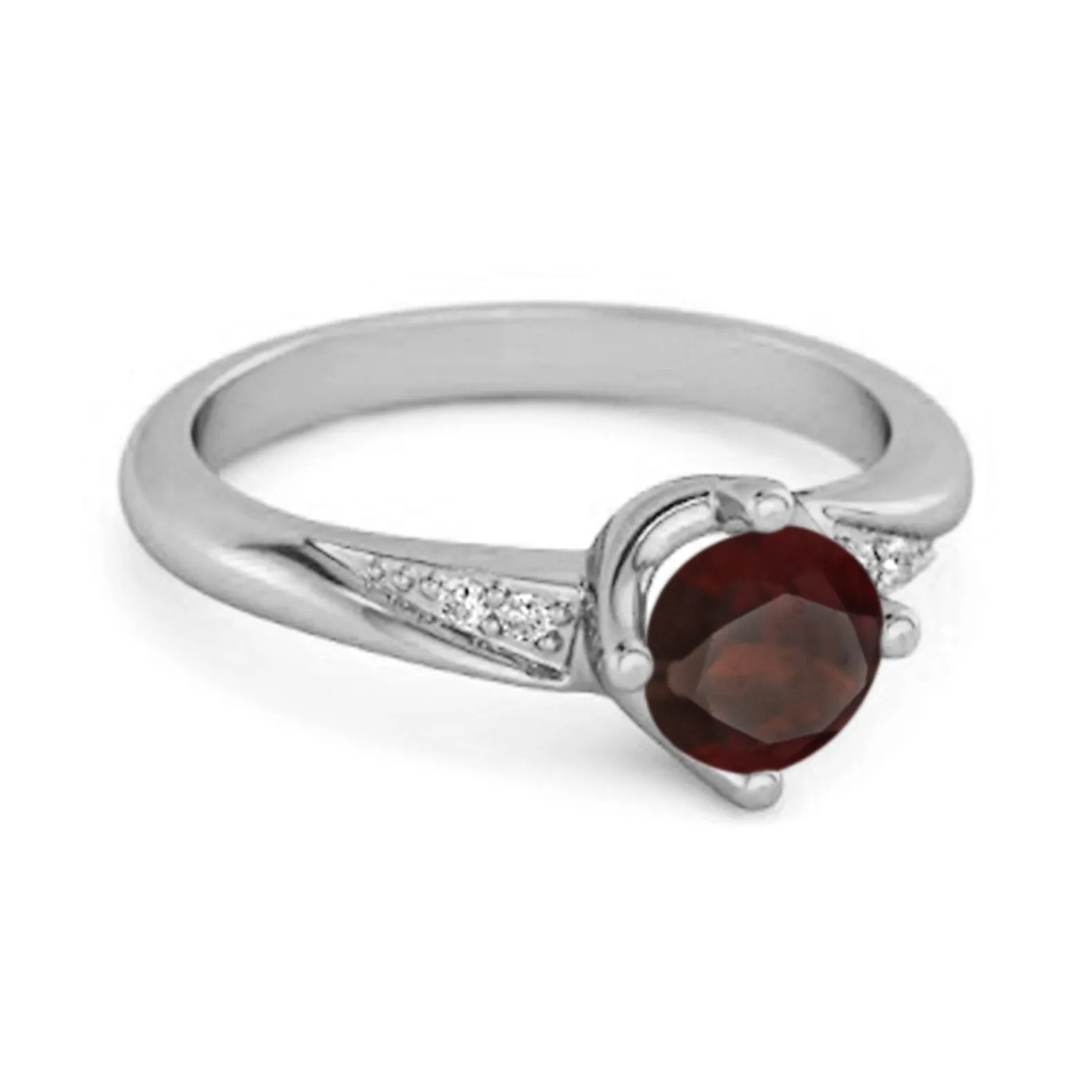 Solitaire 0.25 Ctw Garnet Accents 925 Sterling Silver Women Ring