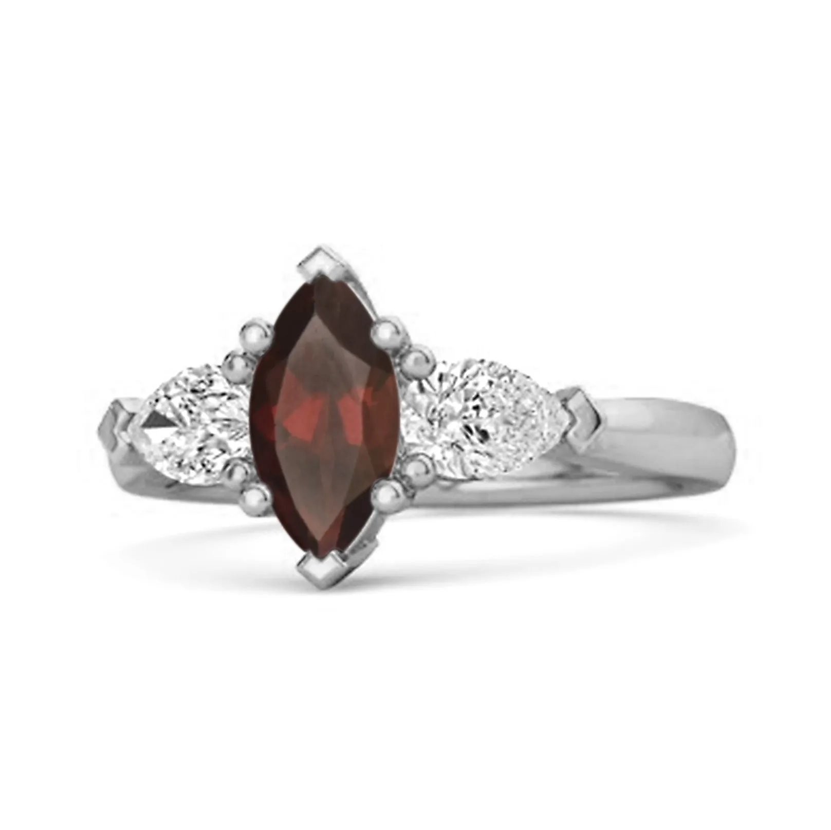 Solitaire 0.25 Ctw Marquise Cut Garnet 925 Sterling Silver Ring