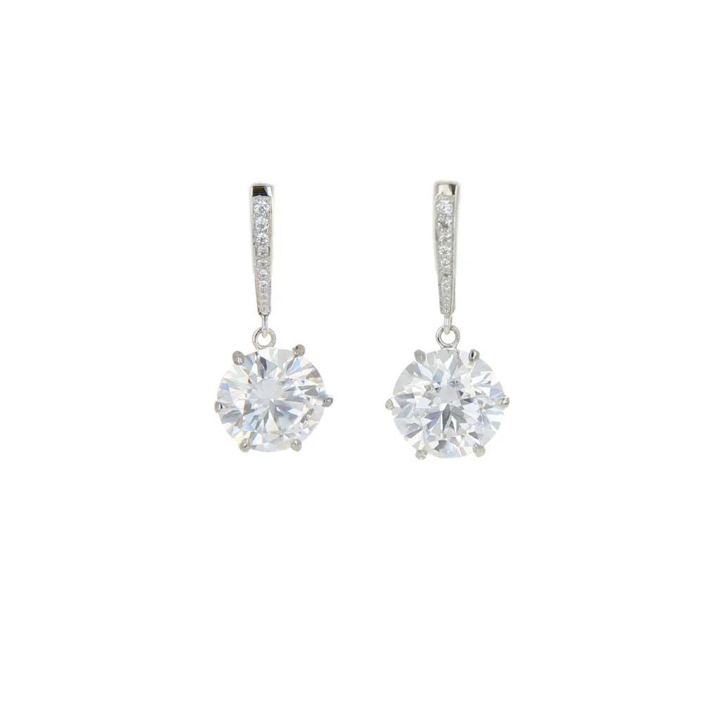 Solitaire-Cut Drop Diamond Earrings