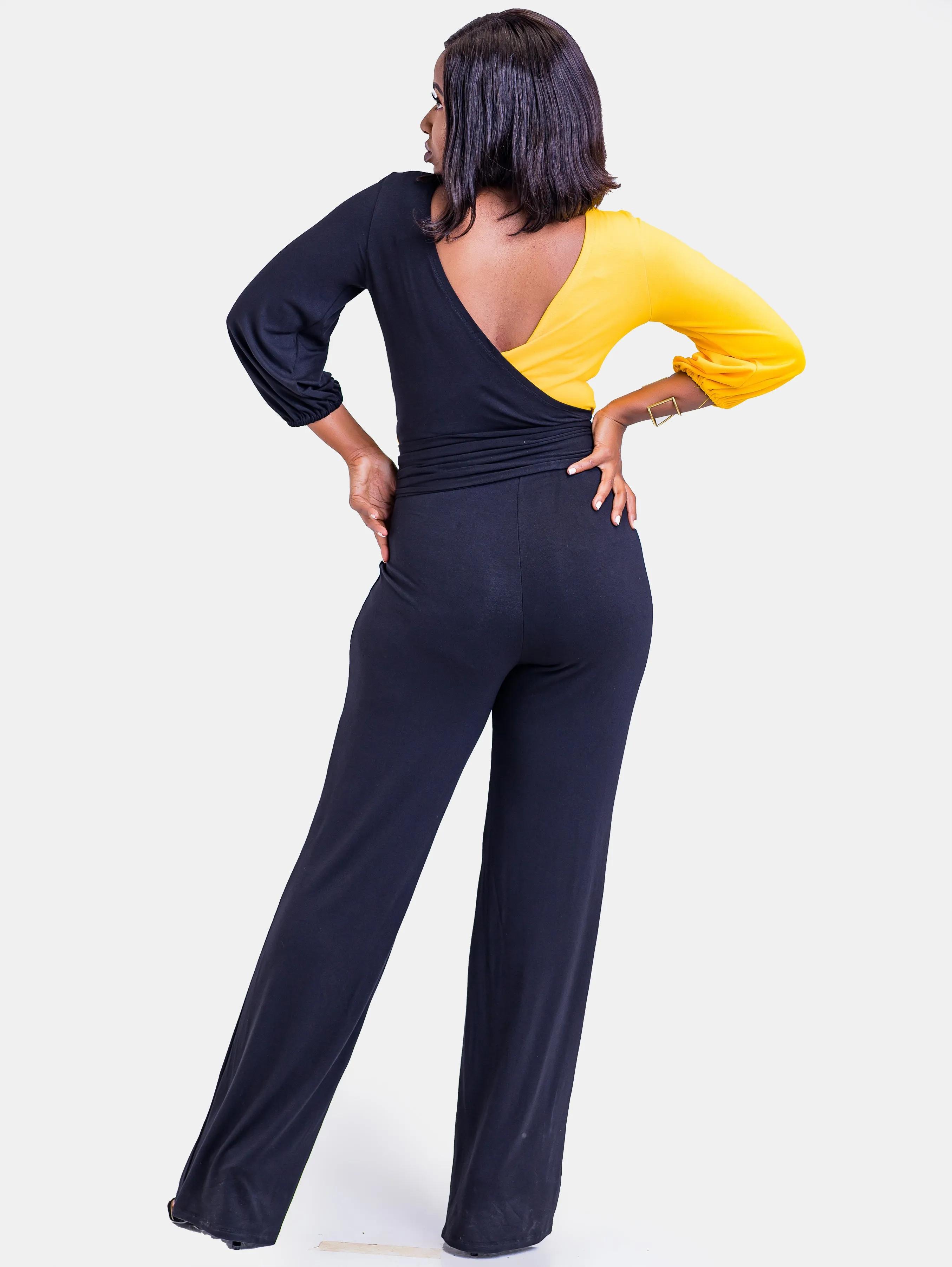 Sowairina ZaRa Crossover Jumpsuit - Black and Yellow