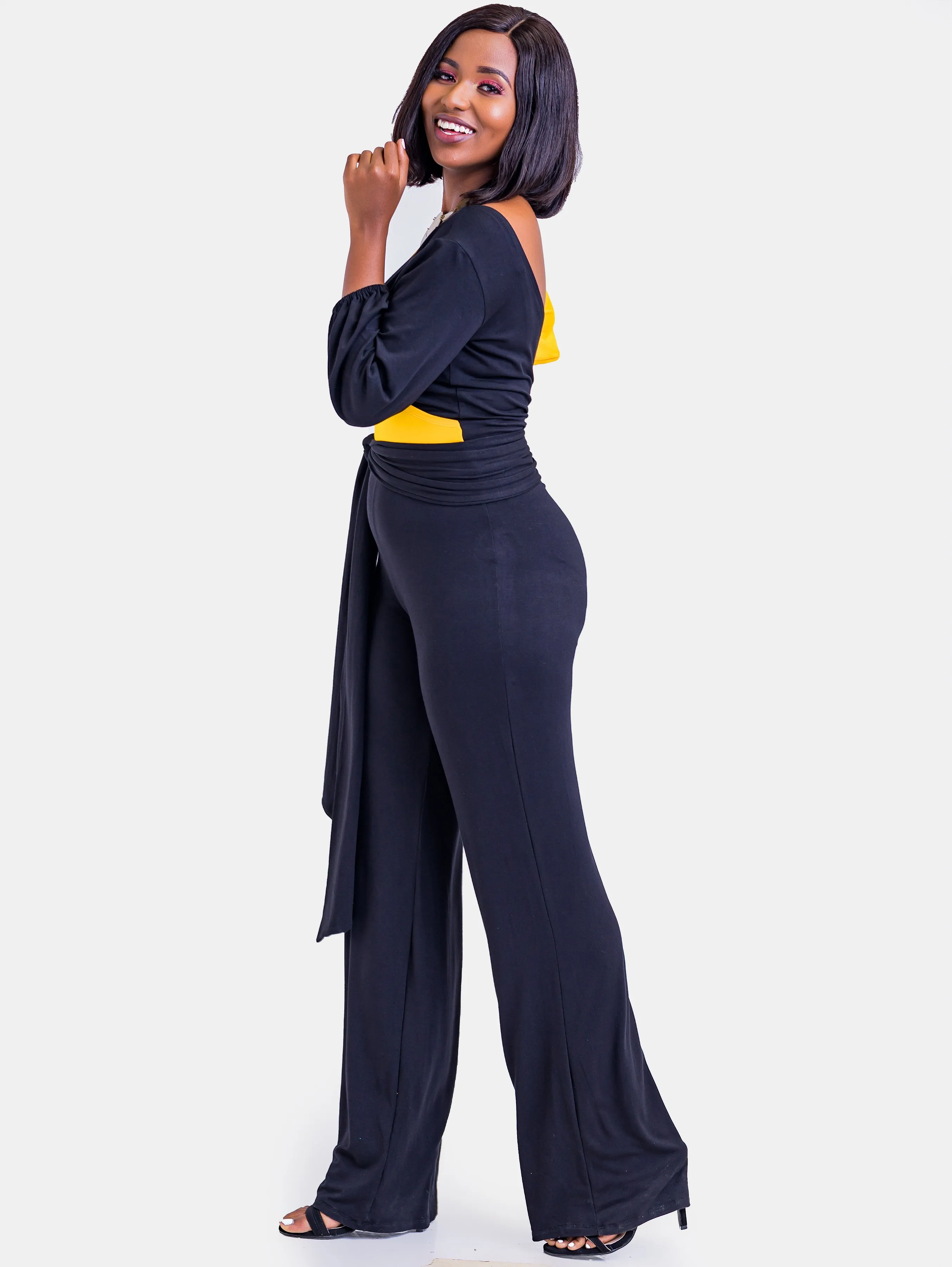Sowairina ZaRa Crossover Jumpsuit - Black and Yellow