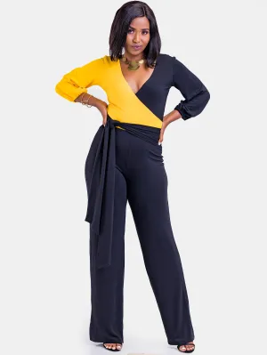 Sowairina ZaRa Crossover Jumpsuit - Black and Yellow