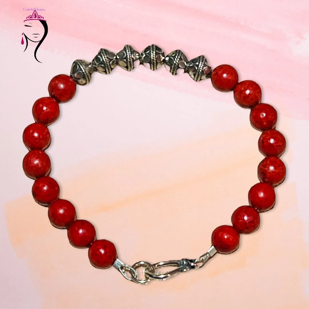 Sponge Coral & Sterling Silver Bracelet #18101