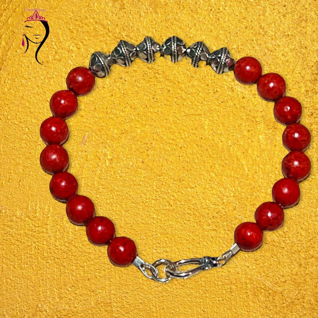 Sponge Coral & Sterling Silver Bracelet #18101