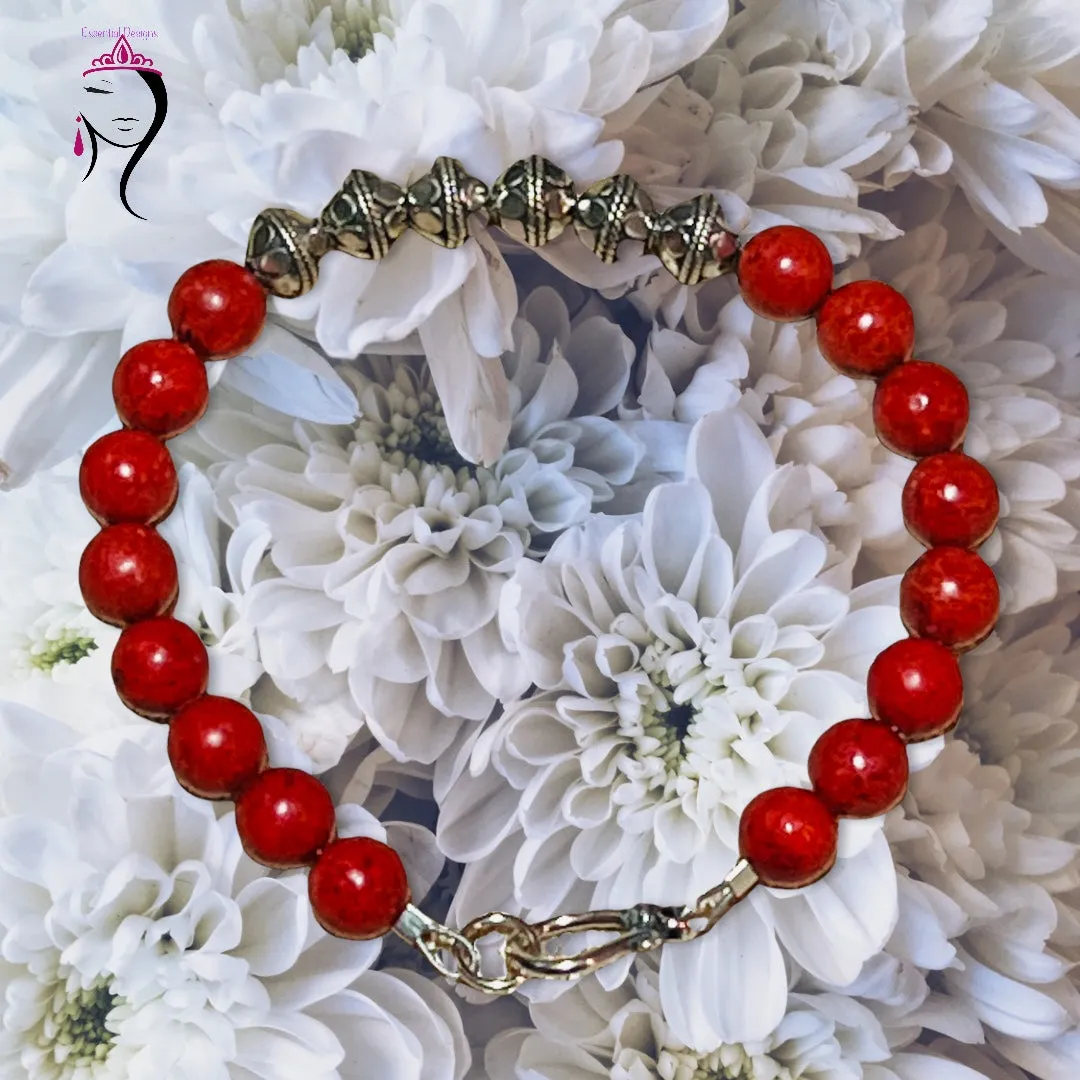 Sponge Coral & Sterling Silver Bracelet #18101