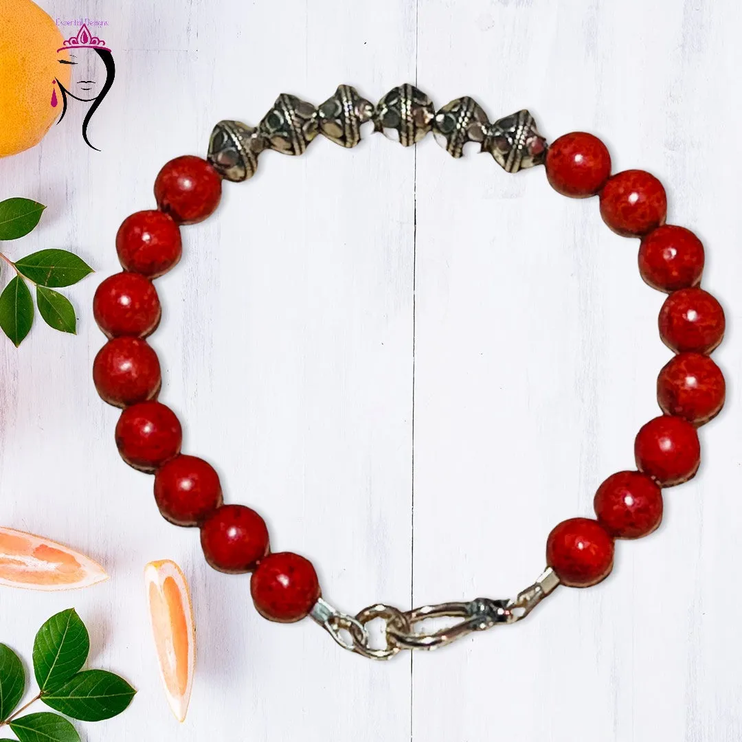 Sponge Coral & Sterling Silver Bracelet #18101