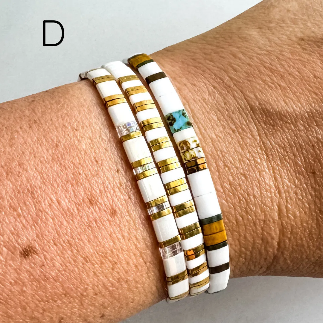 STACK of 3 DISCOUNT | Garden Glass Tila Bead Stretch Bracelets