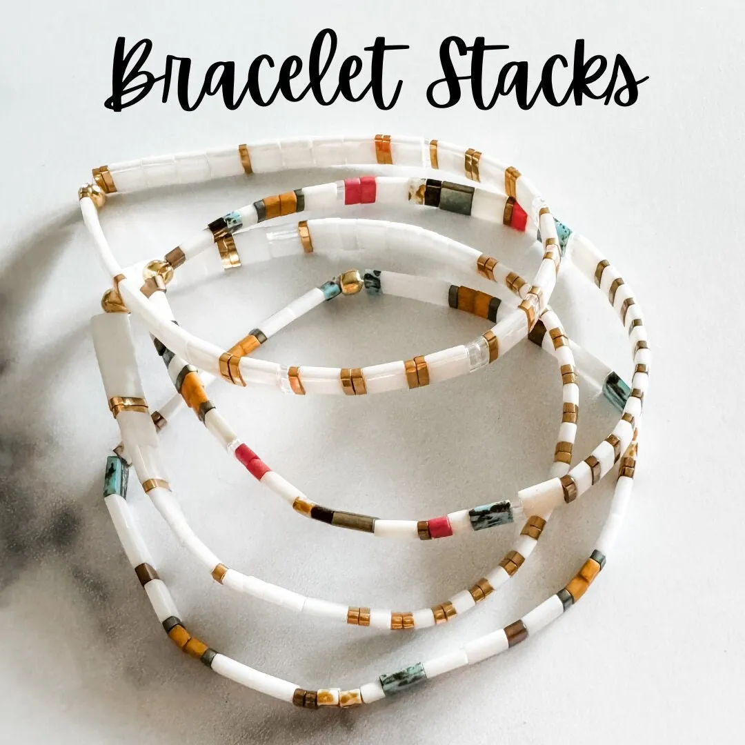 STACK of 3 DISCOUNT | Garden Glass Tila Bead Stretch Bracelets