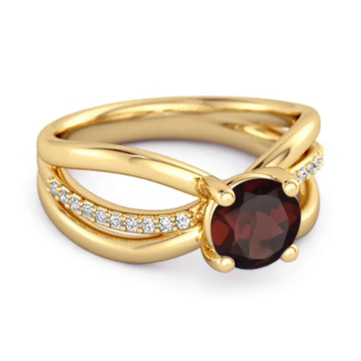 Stackable 3 Band 925 Sterling Silver 0.25 Ctw Garnet Women Ring