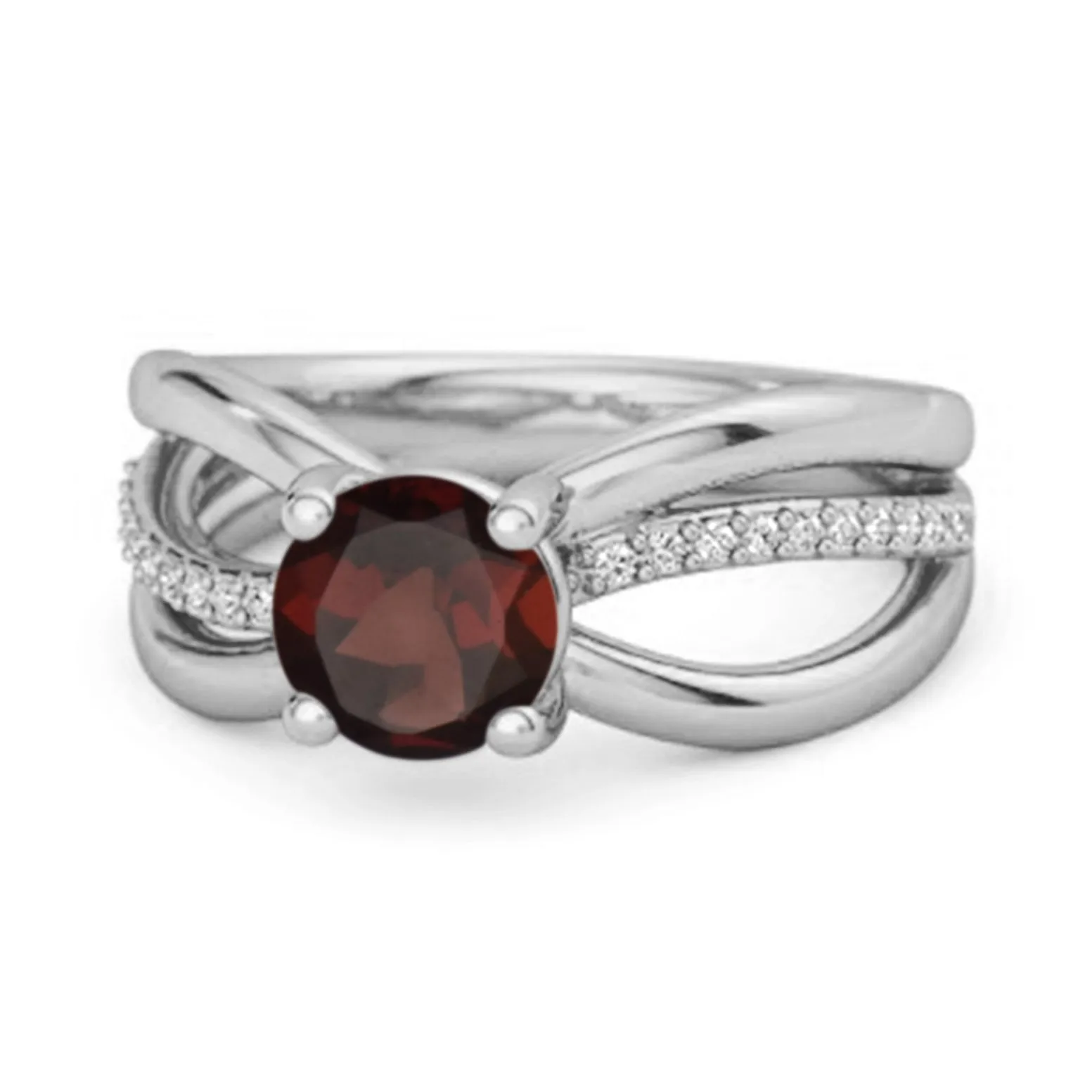 Stackable 3 Band 925 Sterling Silver 0.25 Ctw Garnet Women Ring