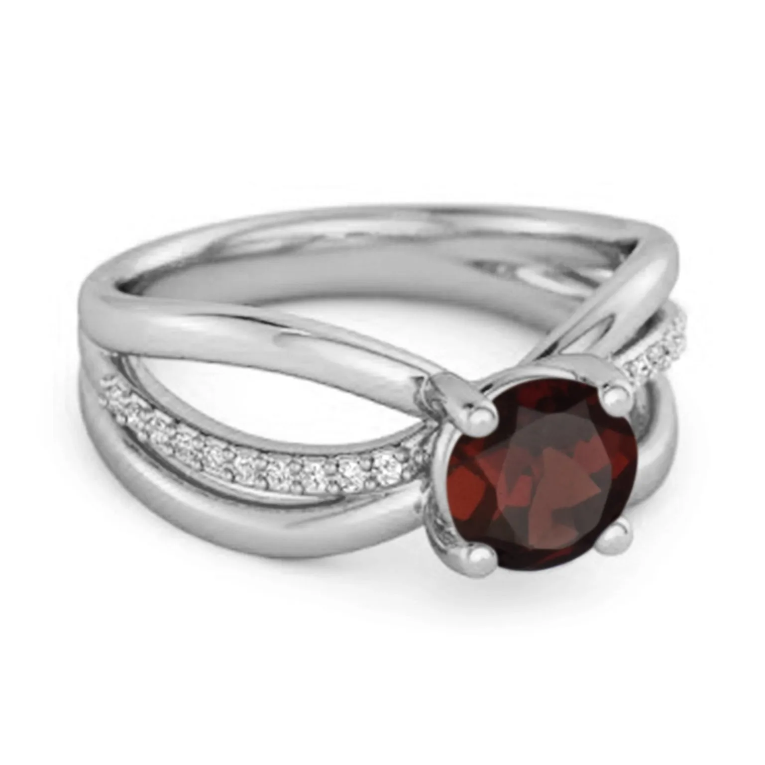 Stackable 3 Band 925 Sterling Silver 0.25 Ctw Garnet Women Ring