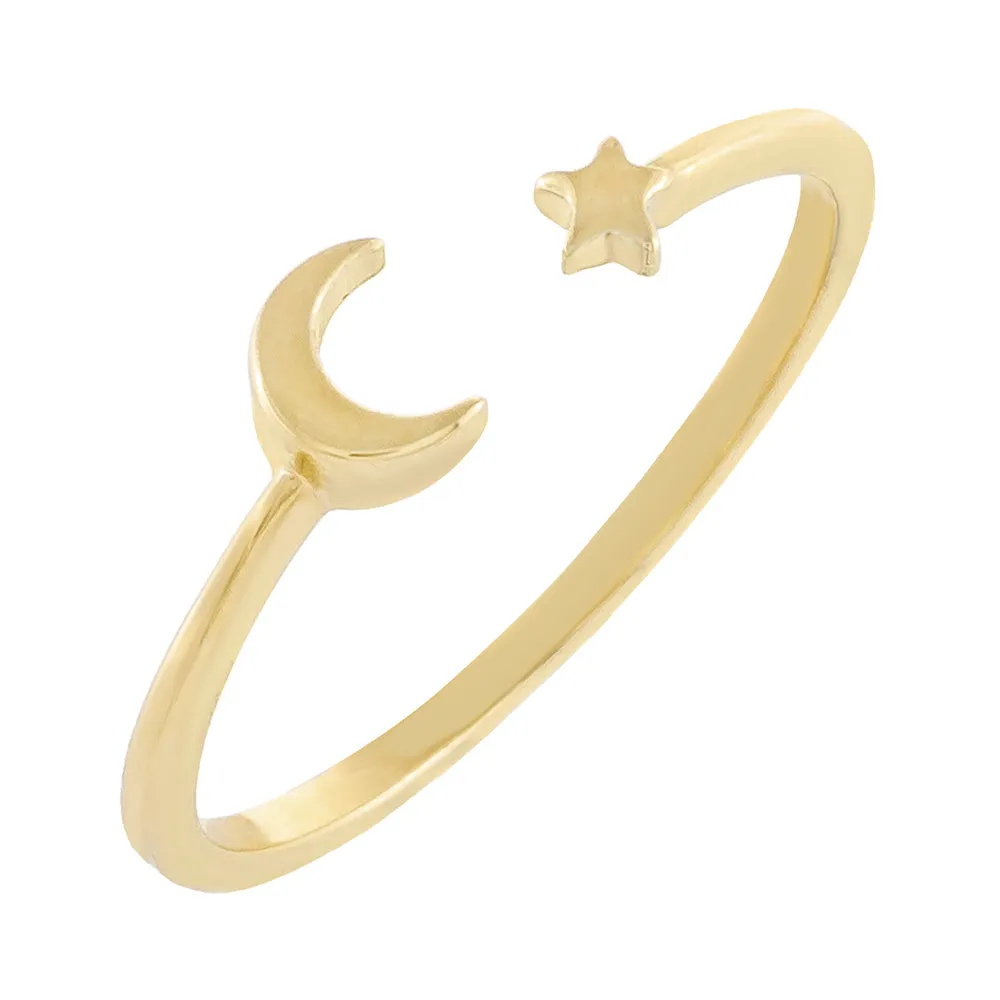 Star X Moon Ring 14K