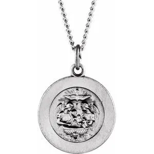 Sterling Silver 15 mm Baptism Medal 18" Necklace