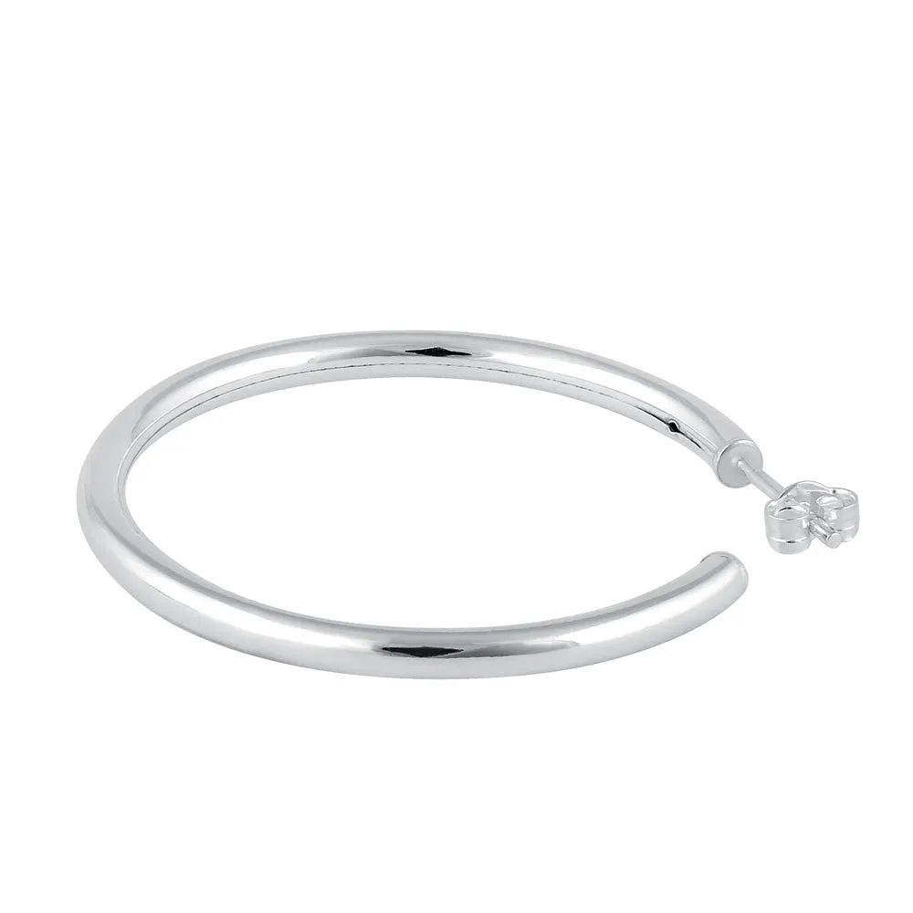 Sterling Silver 2.5mm x 30.0mm Hoop Earrings