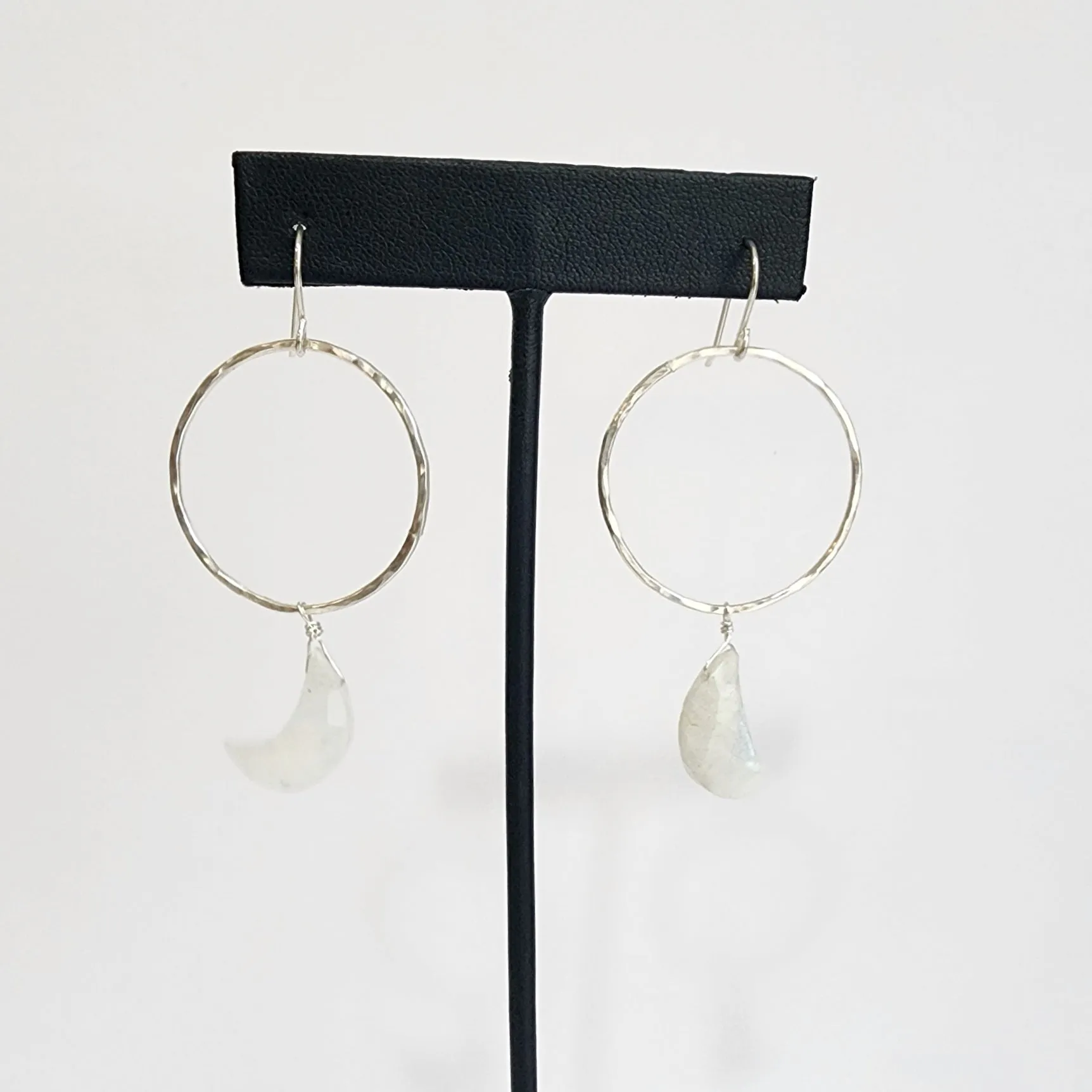 Sterling Silver and Moonstone Shaped Moon Earrings