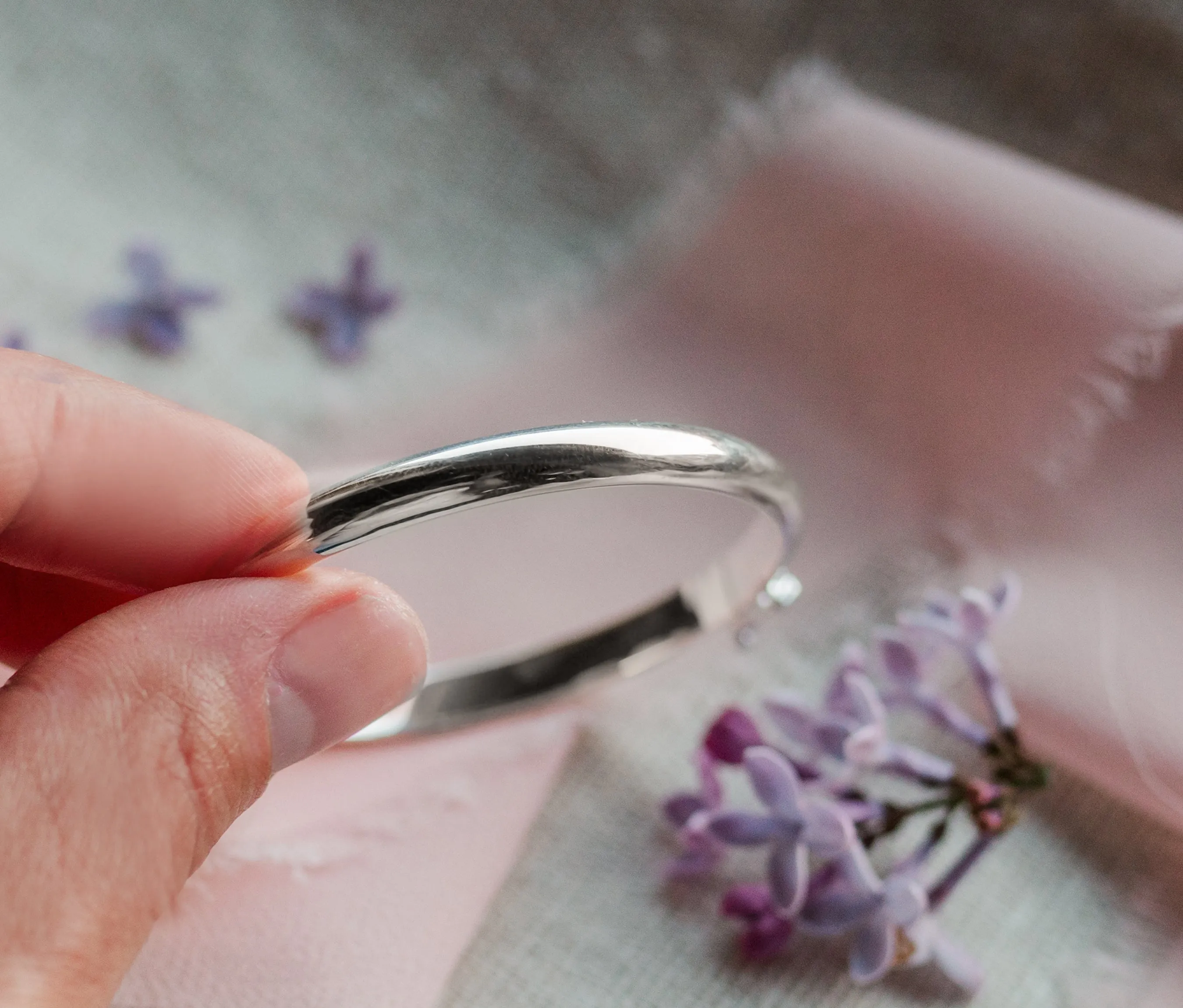 Sterling Silver Baby Bangle Bracelet for Kids,Little Girls, Women with FREE Engraving  - TC-Anna
