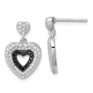 Sterling Silver Cubic Zirconia Heart Earrings