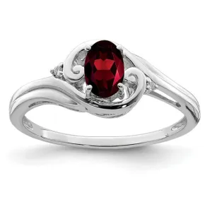 Sterling Silver Diamond & Oval Genuine Gemstone Birthstone Rings