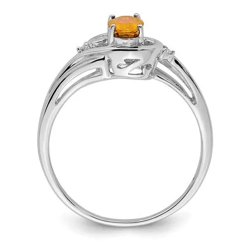 Sterling Silver Diamond & Oval Genuine Gemstone Birthstone Rings