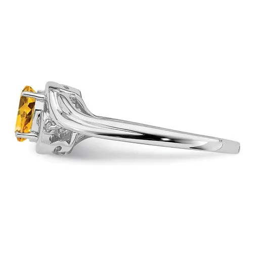 Sterling Silver Diamond & Oval Genuine Gemstone Birthstone Rings
