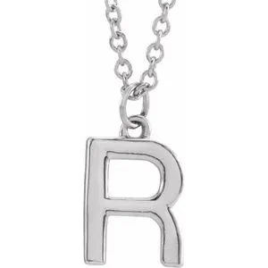 Sterling Silver Initial R Dangle 16" Necklace