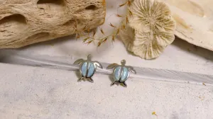 Sterling Silver Larimar Turtle Earrings