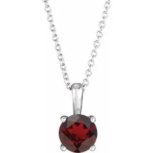 Sterling Silver Mozambique Garnet 16-18" Necklace