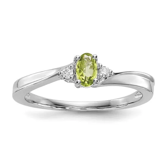 Sterling Silver Oval Gemstone & Diamond Birthstone Rings