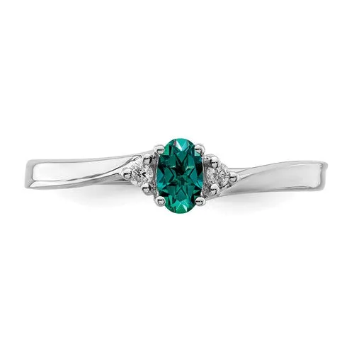 Sterling Silver Oval Gemstone & Diamond Birthstone Rings