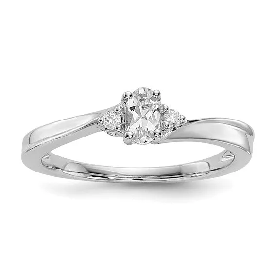 Sterling Silver Oval Gemstone & Diamond Birthstone Rings