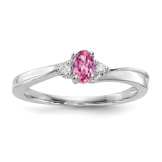 Sterling Silver Oval Gemstone & Diamond Birthstone Rings