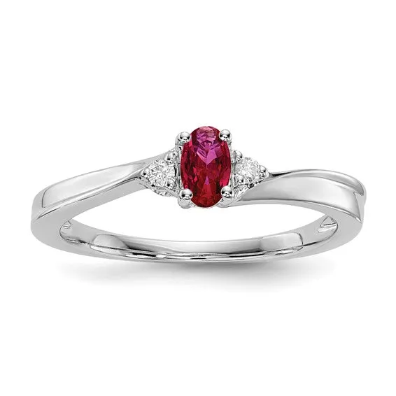 Sterling Silver Oval Gemstone & Diamond Birthstone Rings