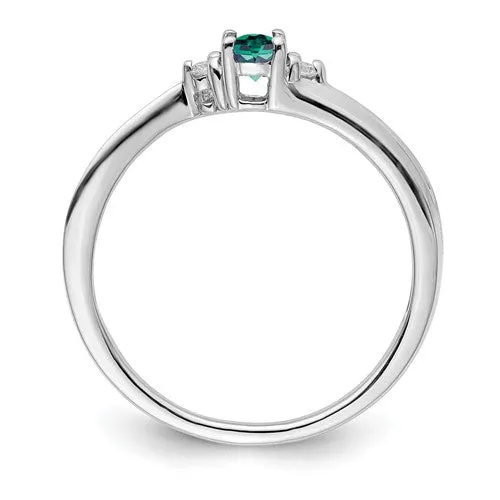 Sterling Silver Oval Gemstone & Diamond Birthstone Rings