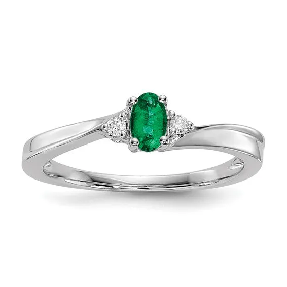 Sterling Silver Oval Gemstone & Diamond Birthstone Rings