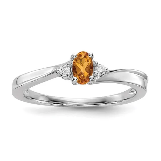 Sterling Silver Oval Gemstone & Diamond Birthstone Rings